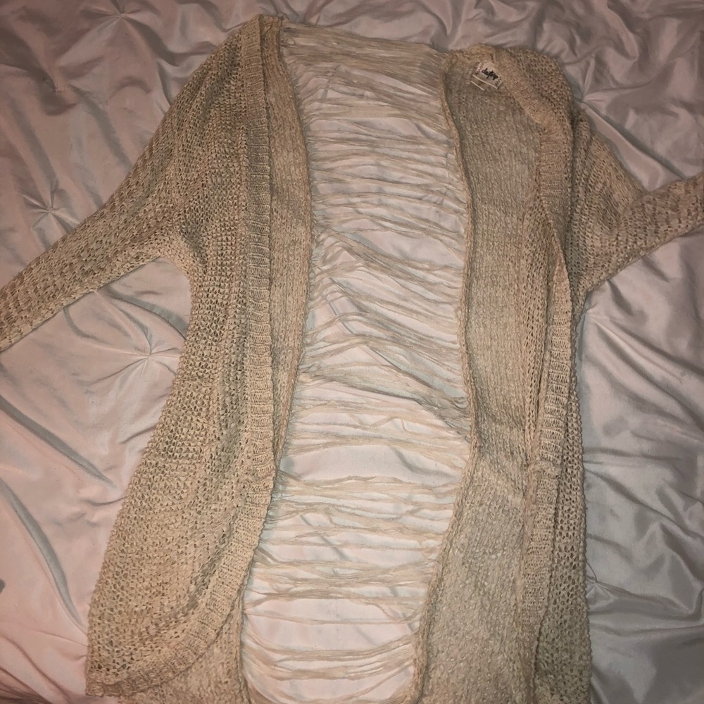 woven cardigan with semi open back
